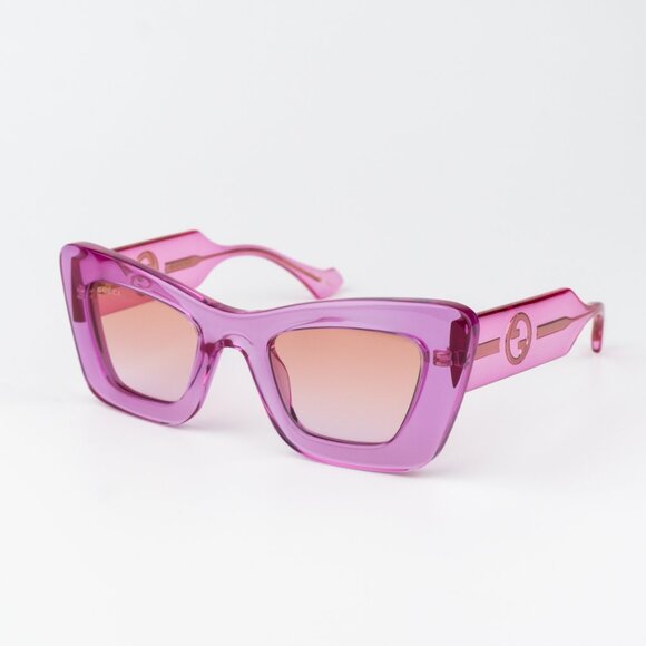 Gucci Women Sunglasses Transparent Pink Gradient Butterfly GG1552S 003 NEW - Picture 4 of 12
